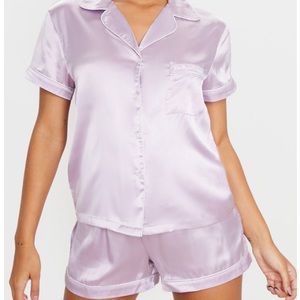 PRETTYLITTLETHING Satin Pajama Set